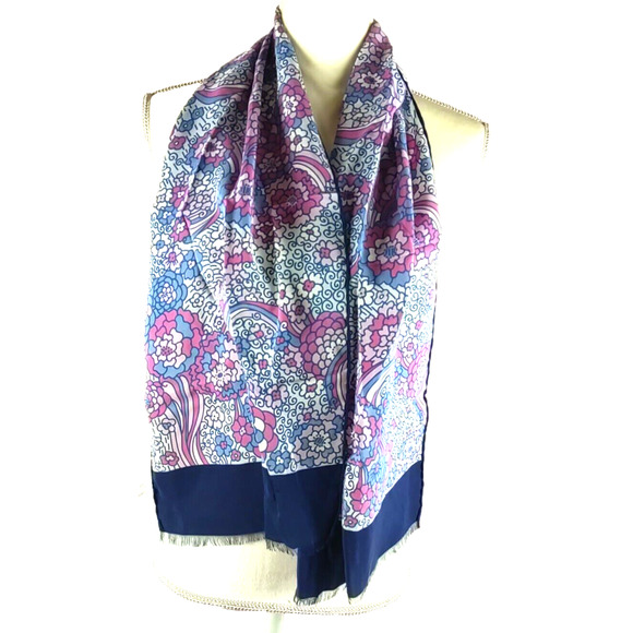 Pura Seta Silk Scarf Rolled Edges 1960's Vintage - Picture 9 of 14